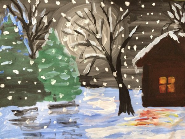 Зимний пейзаж для детского сада