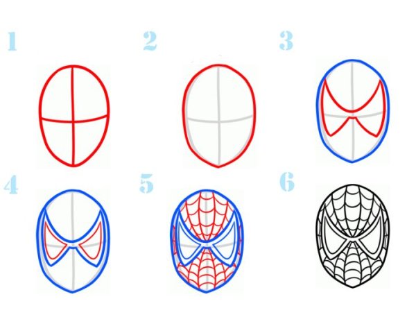 Поэтапное рисование человека паука