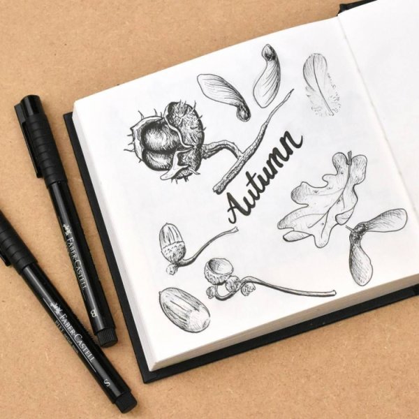 Осенние рисунки карандашом для скетчбука