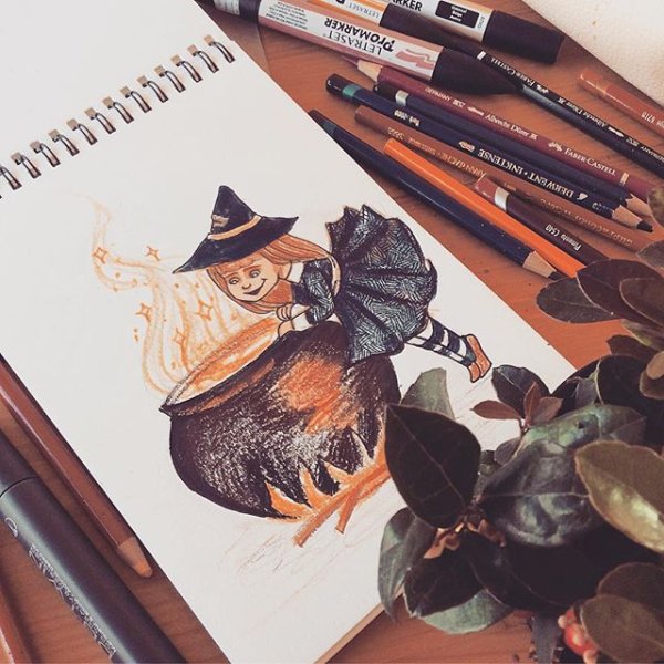 Рисунки в скетчбуке осень