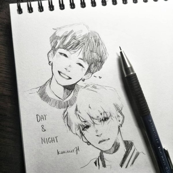 Рисунки для скетчбука в стиле BTS