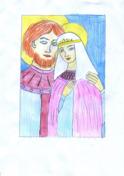 Повесть о Петре и Февронии Муромских иллюстрации карандашом