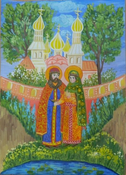 Прорись икона Петра и Февронии