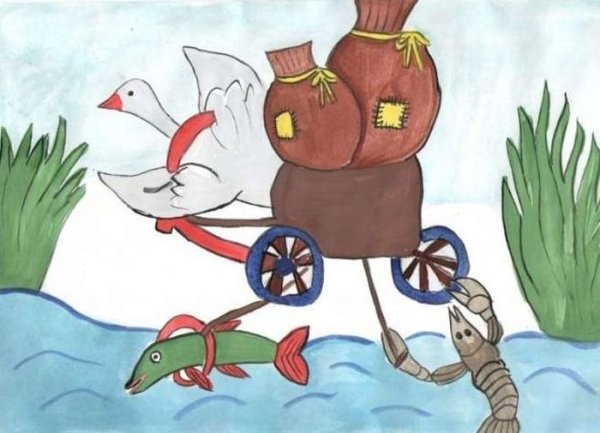 Рисунок лебедь Рагда и щука