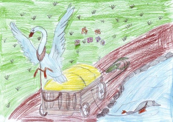 Лебедь рисунок из басни Крылова
