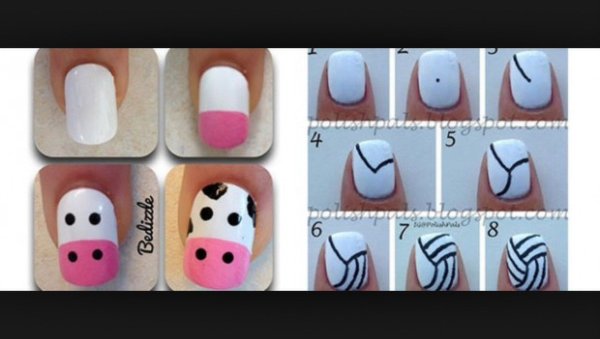Черно белый маникюр простой