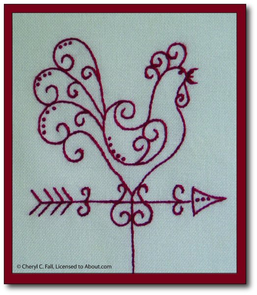 Вышивка тамбуром, стебельчатым швом,