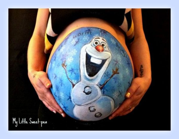 Интересные рисунки на животе беременной