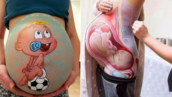 Рисунки на животе