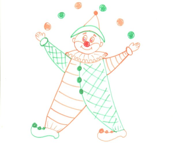 Клоун пошаговое рисование
