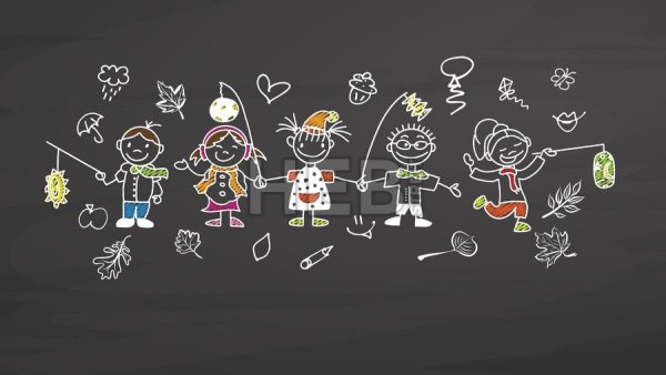 Простые рисунки мелом на доске