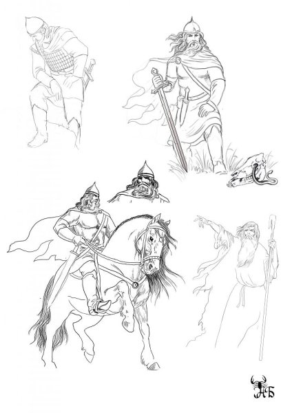 Раскраска князь Владимир с мечом