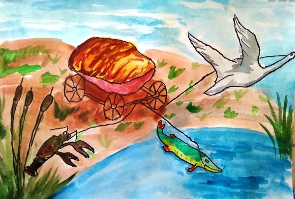 Иллюстрация к басне лебедь