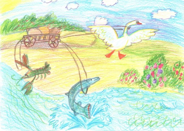 Детские рисунки на тему басни Крылова