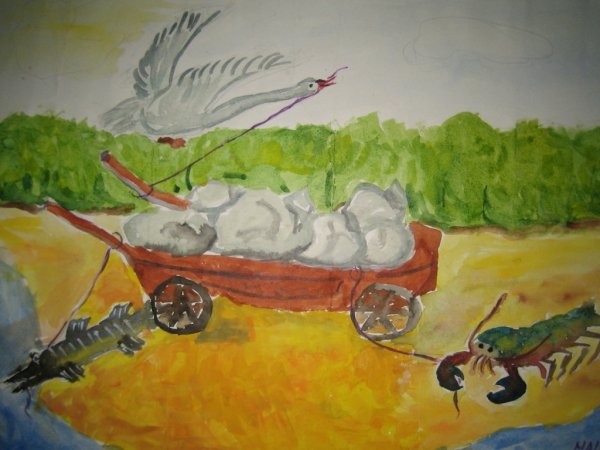 Лебедь, щука и рак. Басни