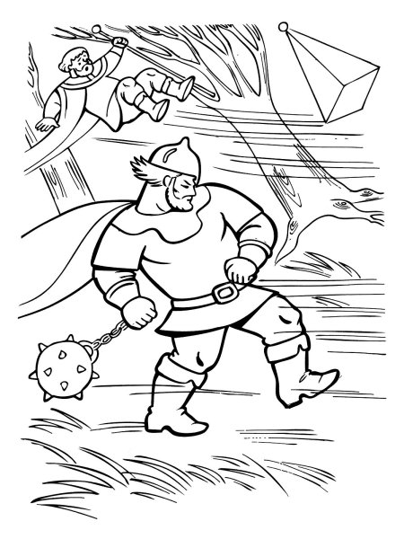 Раскраска богатырь Илья Муромец