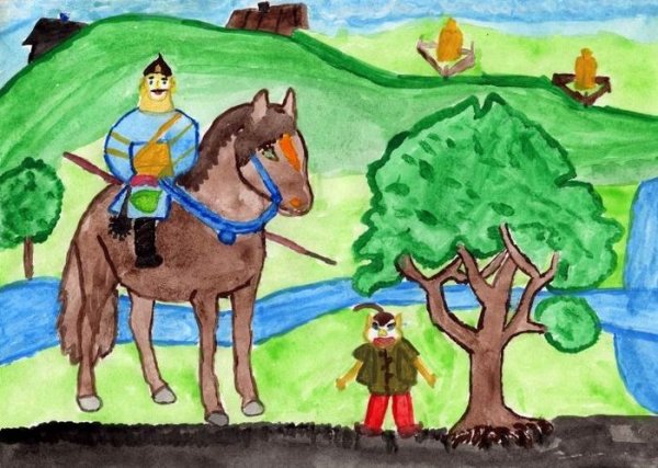 Былина Илья Муромец и Соловей разбойник раскраска