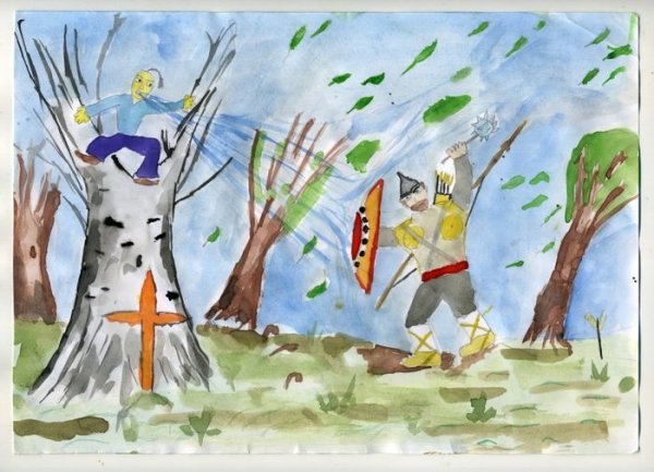 Илья Муромец и Соловей разбойник рисунок