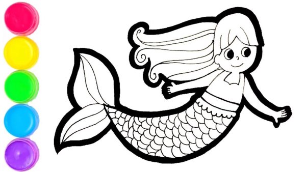 Русалка рисунок для детей лёгкие