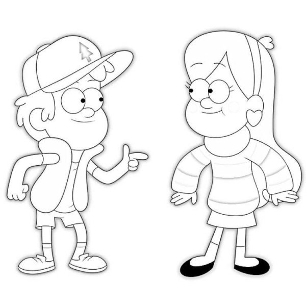 Мейбл из Гравити Фолз черно белая