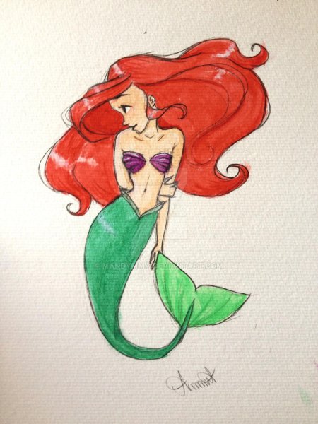 Русалочка Ариэль для срисовки