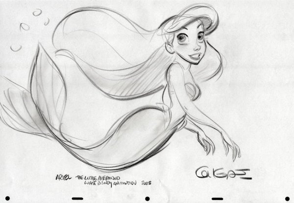 Ариэль зарисовки Диснея Глен Кин