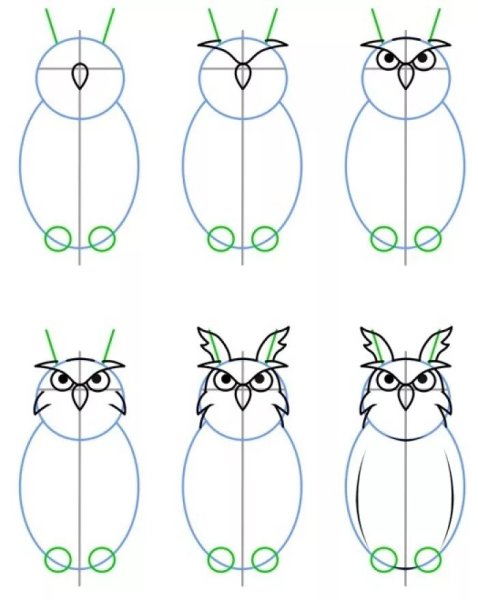 Как нарисовать сову карандашом поэтапно