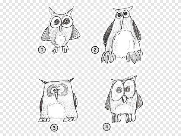 Рисование Совы карандашом