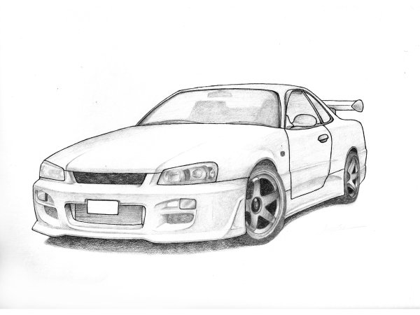 Nissan Skyline GTR r34 карандашом