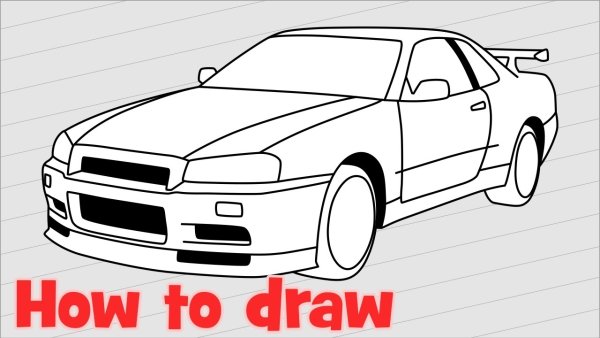 Nissan Skyline r34 рисунок карандашом