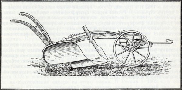 Тяжелый колесный плуг средневековья