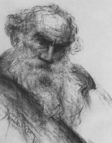 Портрет Льва Николаевича Толстого карандашом