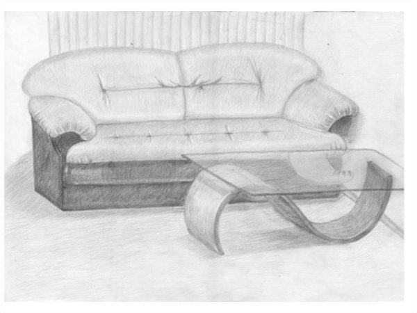 Мебель рисунок карандашом