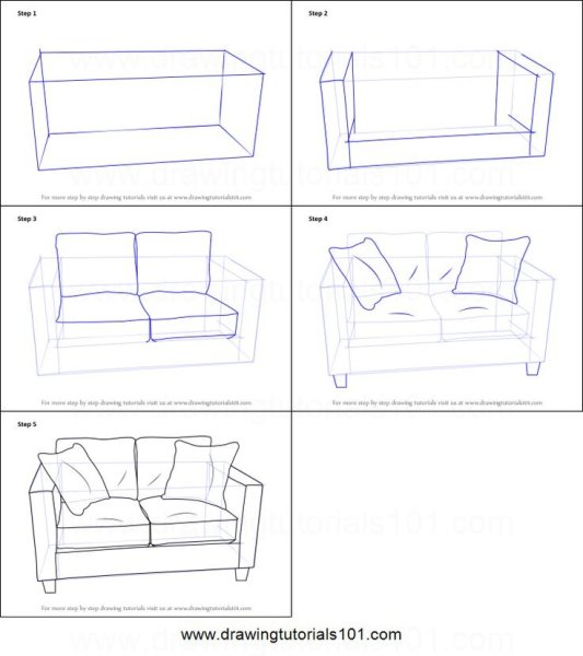 Поэтапное рисование мебели