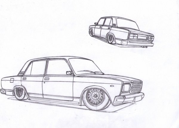 ВАЗ 2106 карандашом сбоку