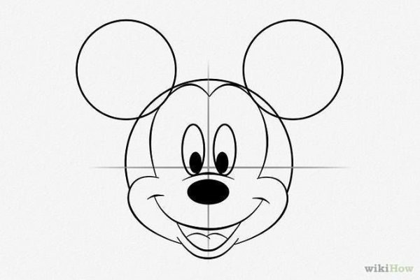 Микки Маус карандашом лицо