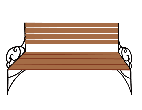 Скамейка вид сбоку в перспективе