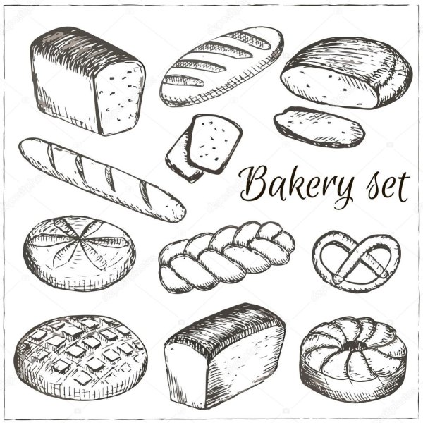 Хлеб и хлебобулочные изделия карандашом