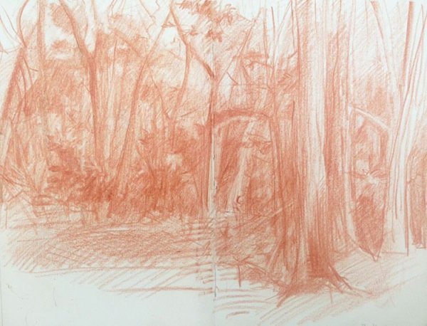 Пейзаж сангиной