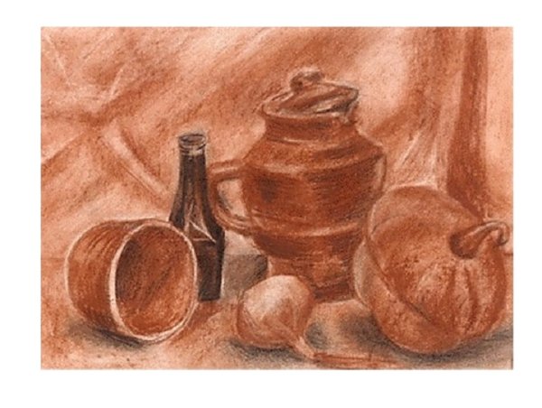 Натюрморт сепией сангиной углем