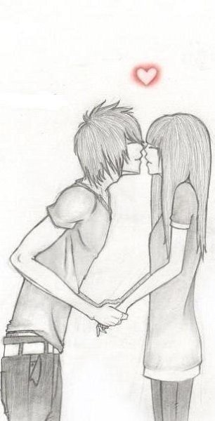 Девушка с парнем для срисовки легкое