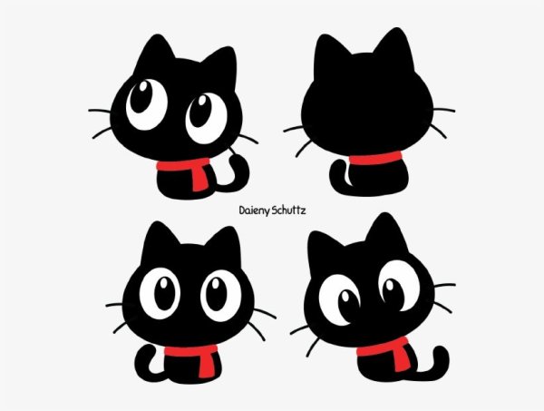 Черный котенок вектор