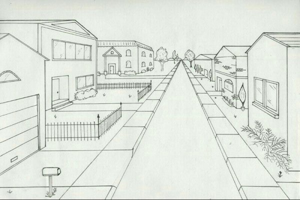 Зарисовка города линейная перспектива