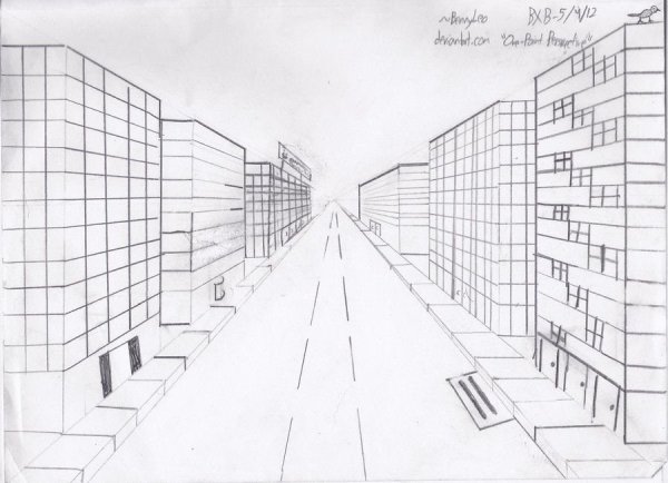 Линейная перспектива рисунок улицы