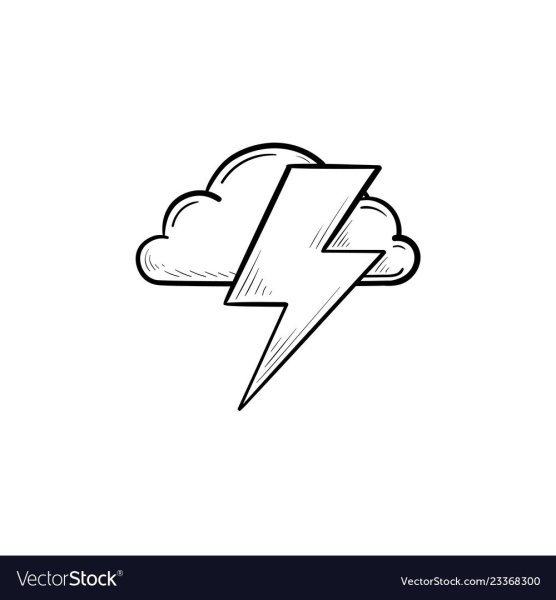 Облака с молнией эскиз