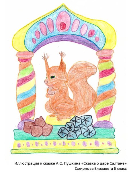 Иллюстрация к сказке Александра Сергеевича Пушкина Золотая рыбка