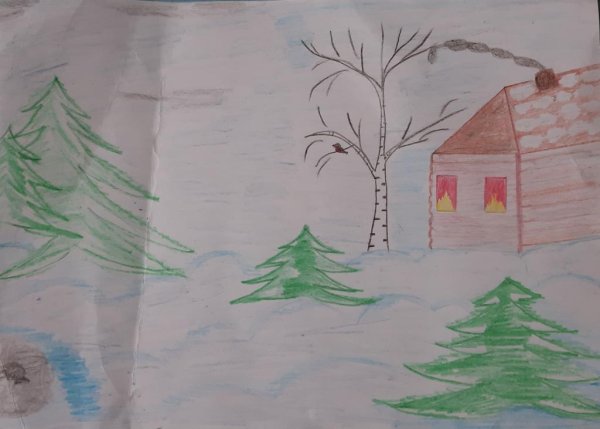 Рисунок на тему зимнее утро