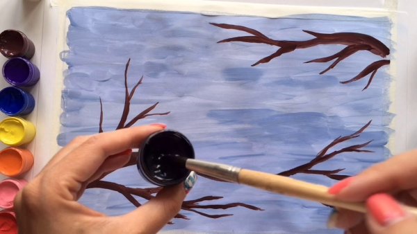 Цветы красками для детей