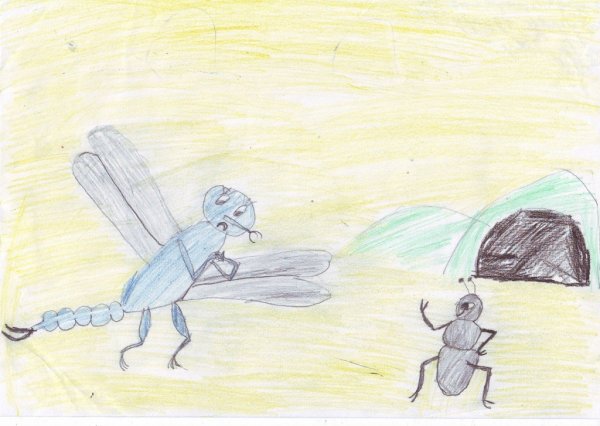 Рисование Стрекоза и муравей в подготовительной группе