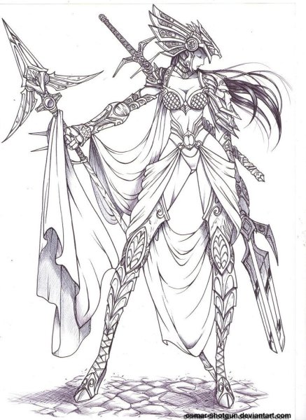 Векторный эскиз Валькирия